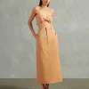 Bicolor Solid Midi Skirt