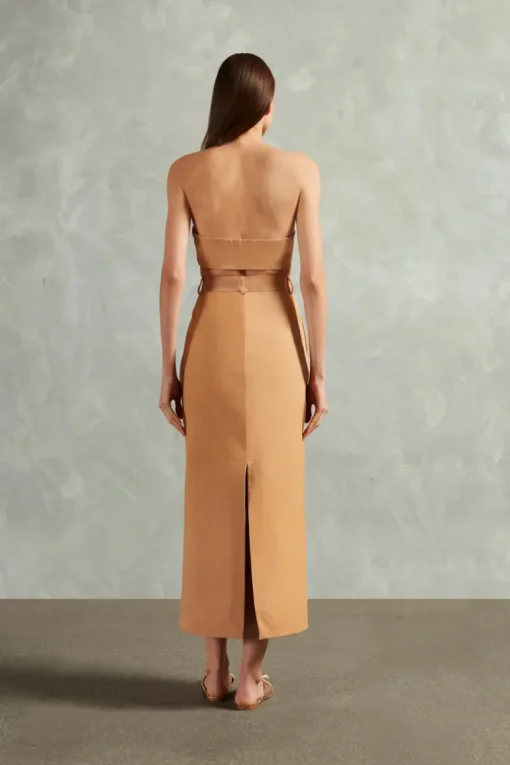 Bicolor Solid Midi Skirt