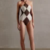 Colibri Solid Bicolor Halterneck Swimsuit