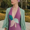 Colorful Flowers Halterneck Swimsuit