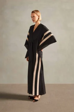 Cotton Chambray Long Kaftan With Sash