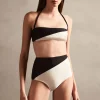 Deco Bicolor High-Waisted Bandeau Bikini