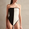 Deco Bicolor Strapless Swimsuit