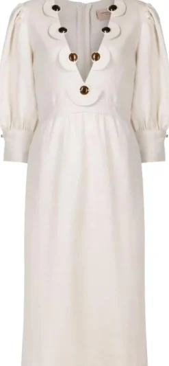 Demi Pois Puff-Sleeved Midi Dress