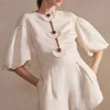 Demi Pois Puff-Sleeved Playsuit