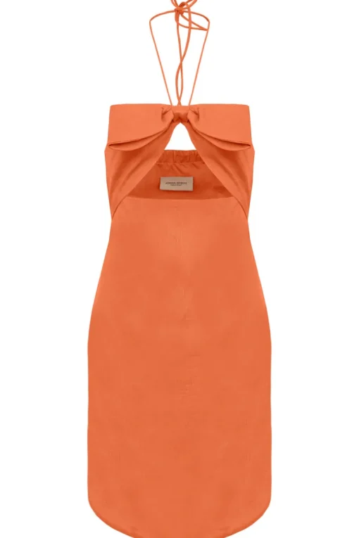 Fantasy Solid Asymmetric Short Dress with Bow