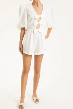 Fantasy Solid Playsuit with Bows