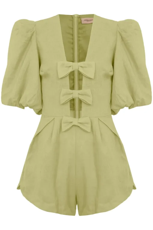 Fantasy Solid Playsuit with Bows