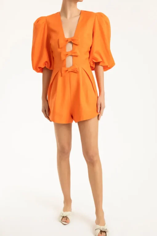 Fantasy Solid Playsuit with Bows