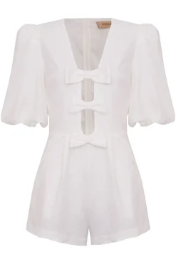 Fantasy Solid Playsuit with Bows