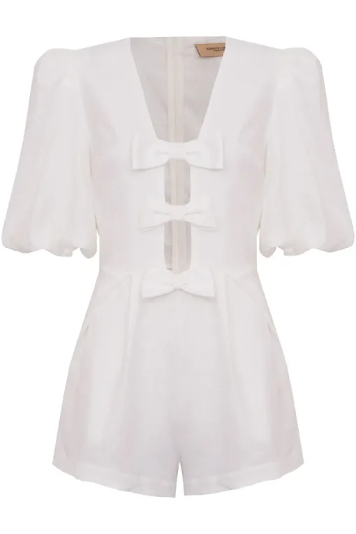 Fantasy Solid Playsuit with Bows