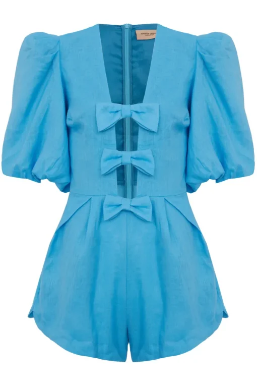 Fantasy Solid Playsuit with Bows