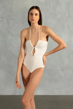 Golden Age Solid Halterneck Swimsuit