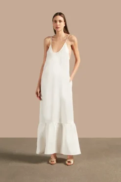 Golden Age Solid Straps Long Dress