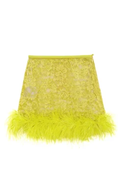 Guipure Lace Feathered Mini Skirt