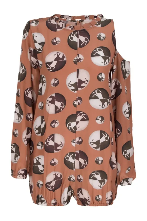 Horse Pois One-shoulder Playsuit