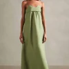 Jellyfish Solid Strapless Long Linen Dress