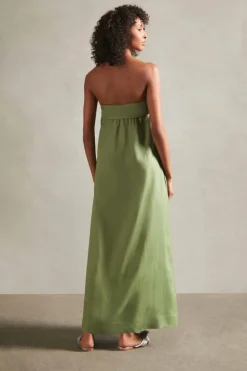 Jellyfish Solid Strapless Long Linen Dress
