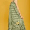Josephine Striped Long Dress with Banana Detail