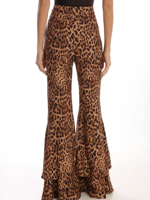 Leopard Ruffle Detail Pants