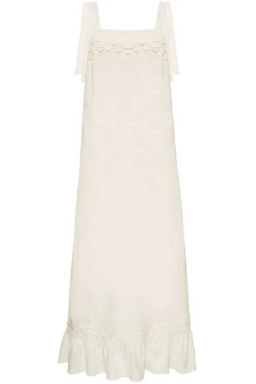 Linen Long Dress With Application