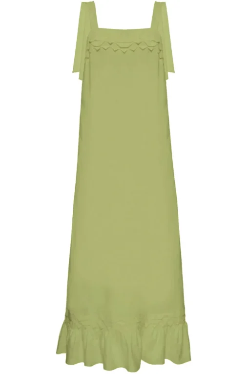 Linen Long Dress With Application