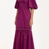 Moves Puff-Sleeved Long Dress