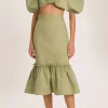 Muguet Solid Skirt With Ruffles