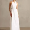 Off-White Solid Cotton Long Dress