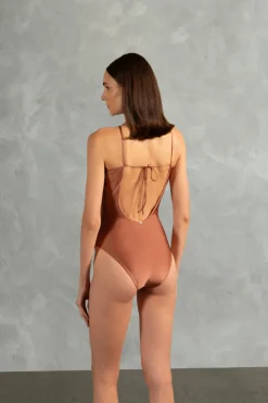 Oysters Solid Cut-Out Swimsuit With Pearls