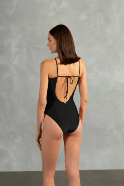 Oysters Solid Cut-Out Swimsuit With Pearls