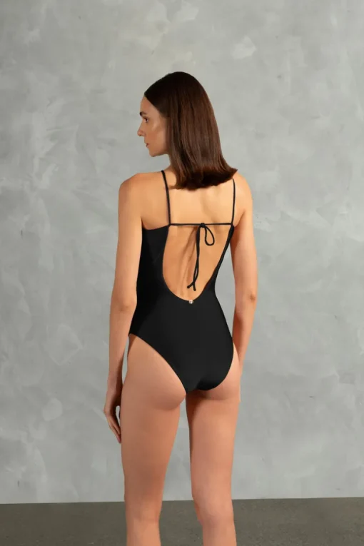 Oysters Solid Cut-Out Swimsuit With Pearls