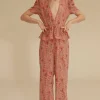 Pink Aloe V-Neck Ruffled Jumpsuit