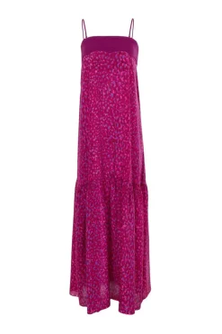 Pomegranate Long Dress with Straps