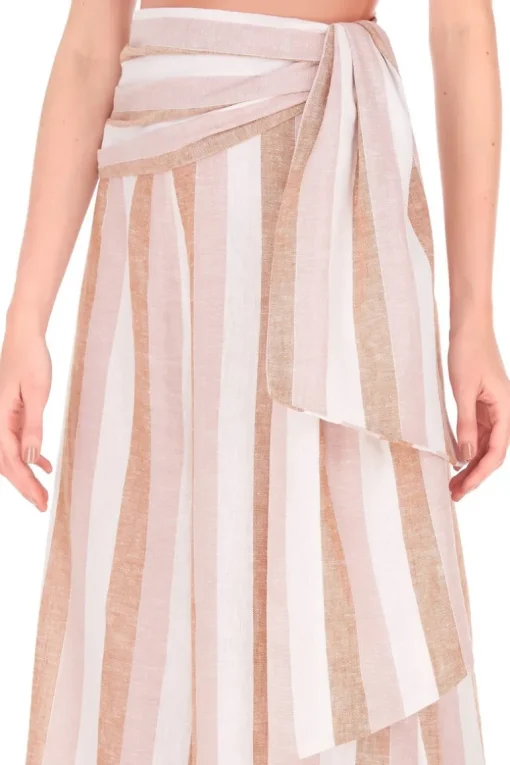 Porto Striped Wide Pants with Sash