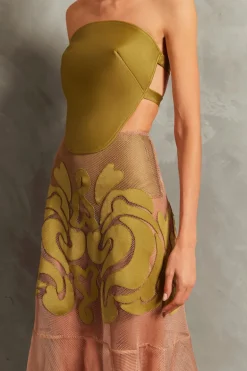 Réseau Appliqué Midi Skirt