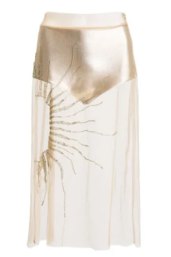 Soleil Embroidered Midi Skirt With Hot Pants
