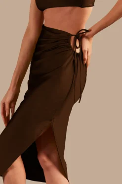 Solid AD Frilled Midi Skirt