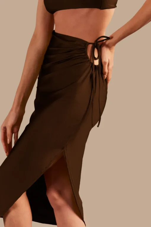 Solid AD Frilled Midi Skirt