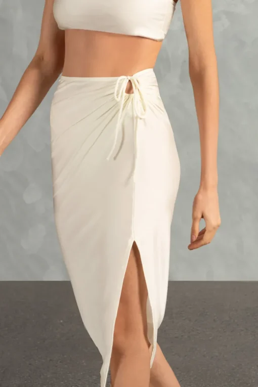 Solid AD Frilled Midi Skirt