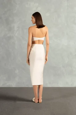 Solid AD Frilled Midi Skirt