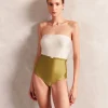 Solid AD Strapless Swimsuit