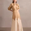 Solid Bicolor Long Skirt
