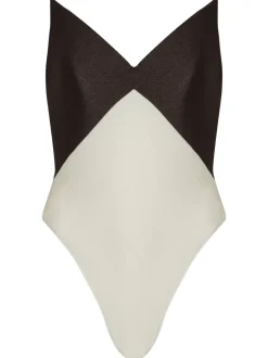 Solid Bicolor Strapless Swimsuit