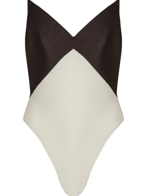 Solid Bicolor Strapless Swimsuit