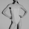Solid Carre Vintage Strapless Swimsuit