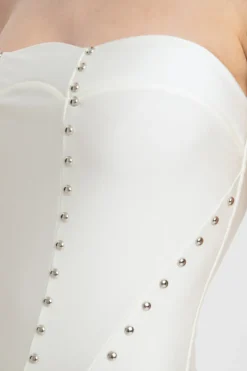 Solid Carre Vintage Strapless Swimsuit