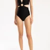 Solid Cut-Out Swimsuit With Hoop