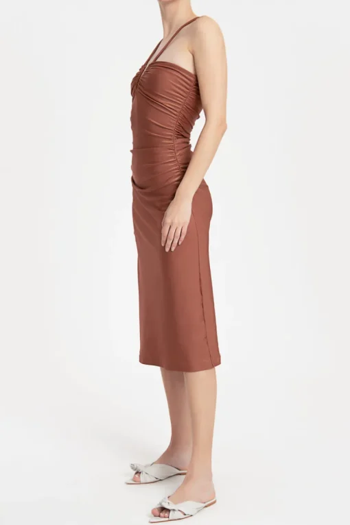 Solid Frilled Midi Dress