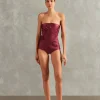 Solid Frilled Strapless Swimsuit